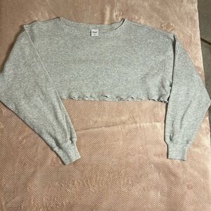 TNA oversized cropped waffle knit crewneck top